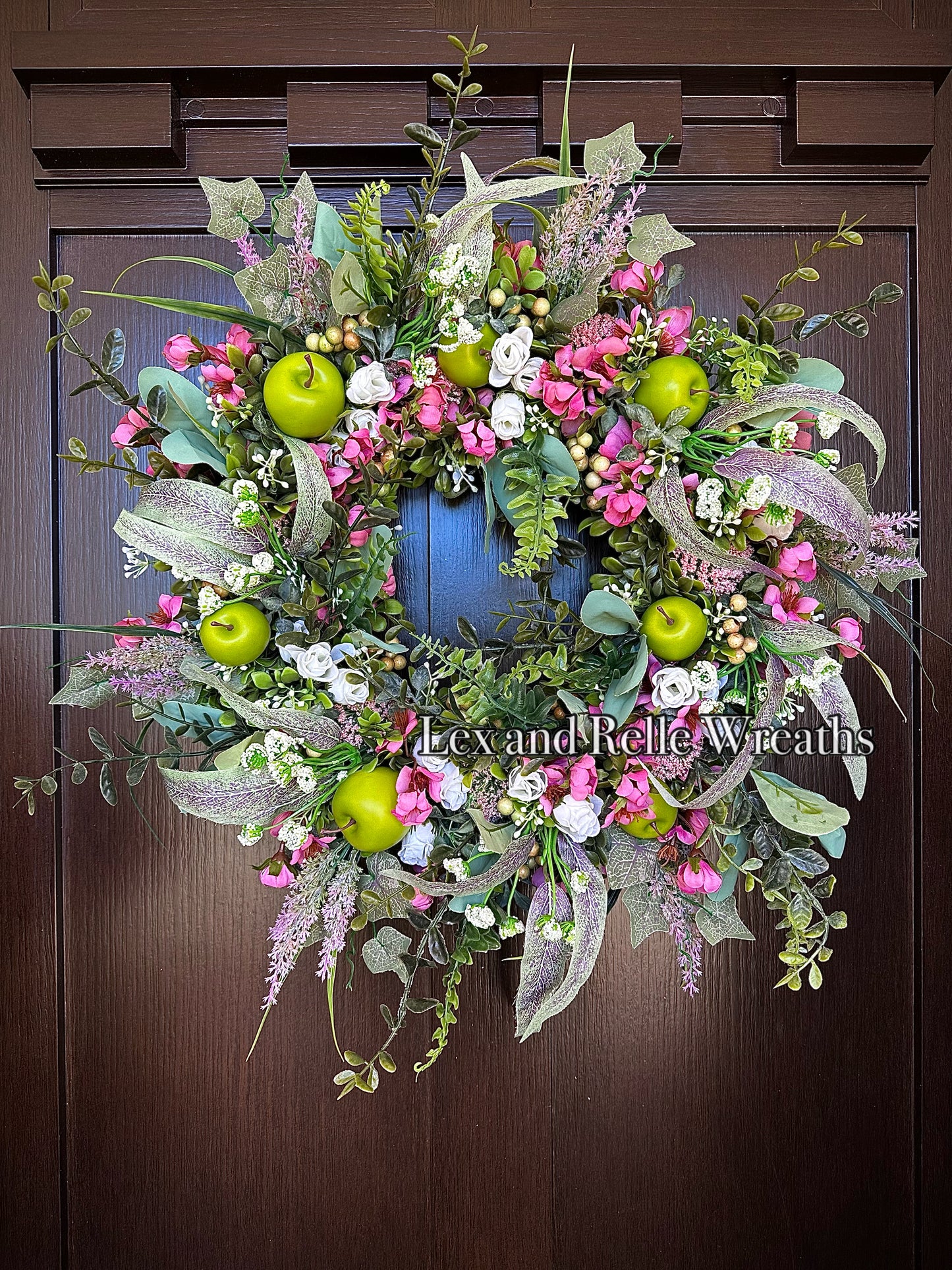 “Colette” Wild Green Apple Spring Wreath