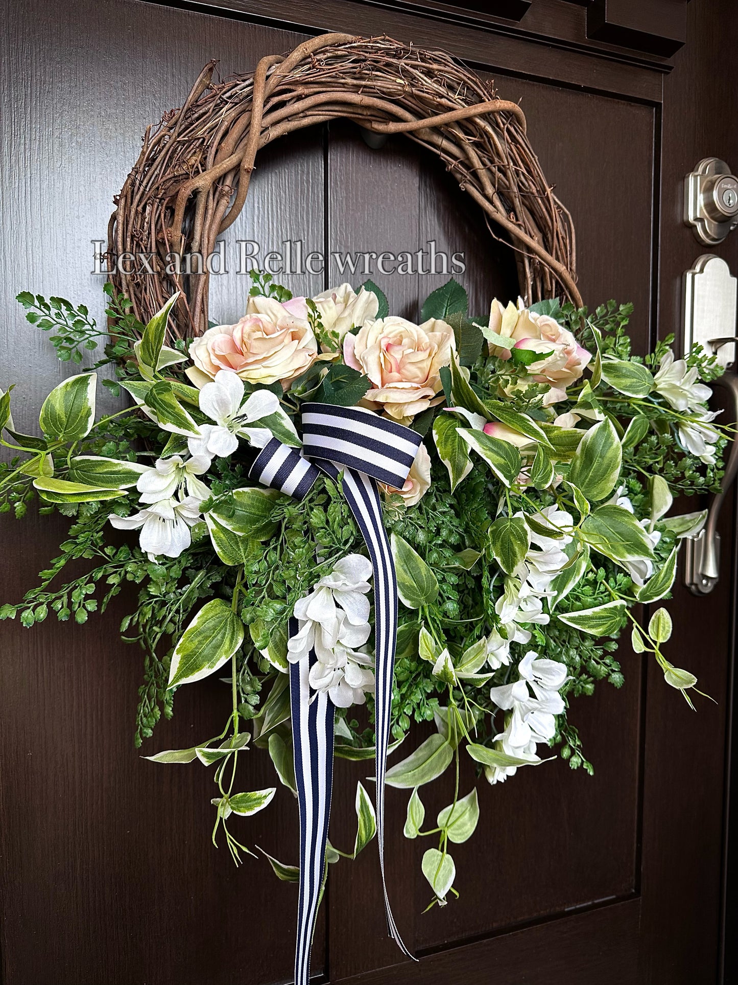 “Guinevere” Cascading Spring Wreath with Roses
