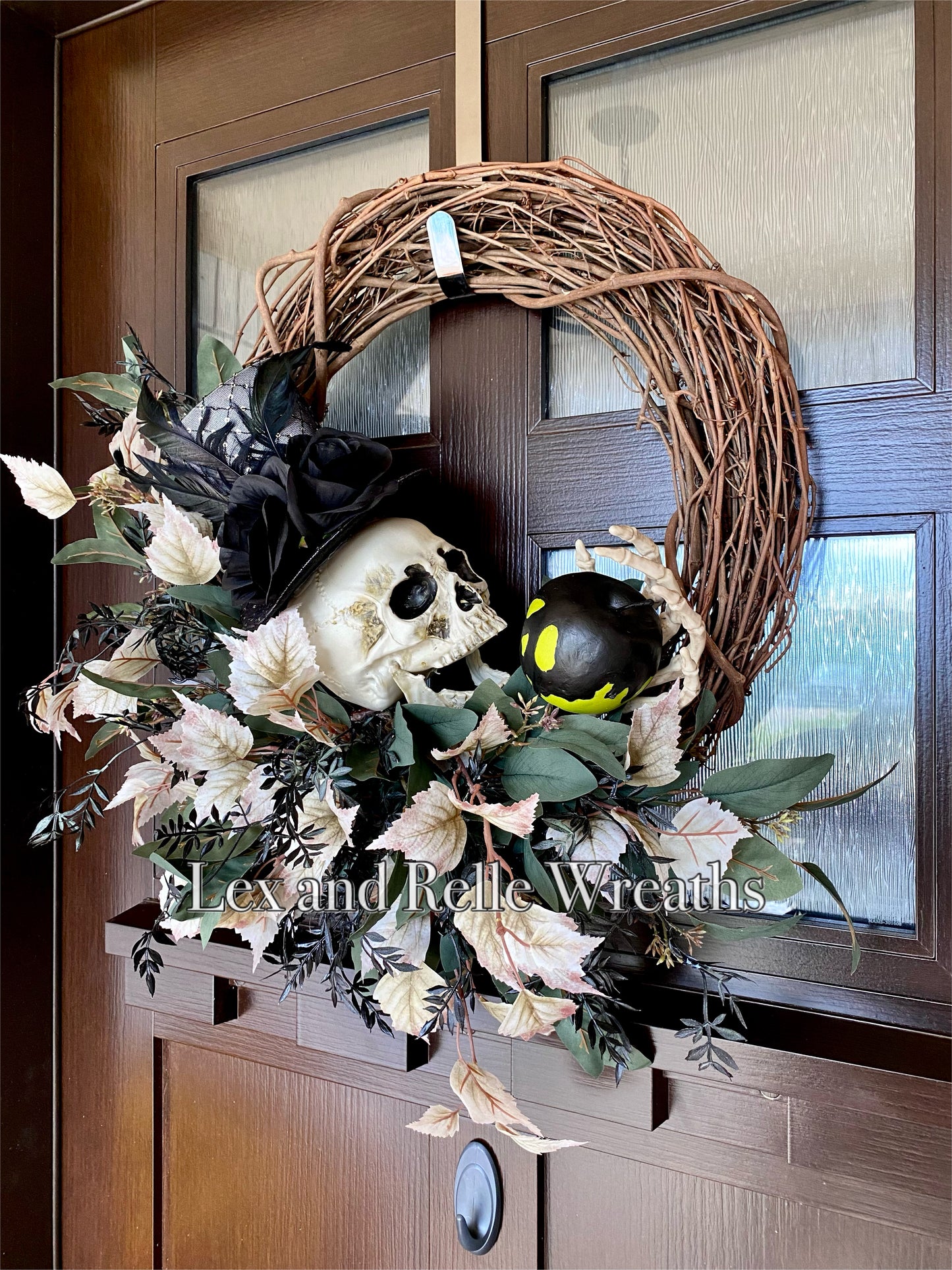 Appley Never After Skull and Poison Apple Wreath