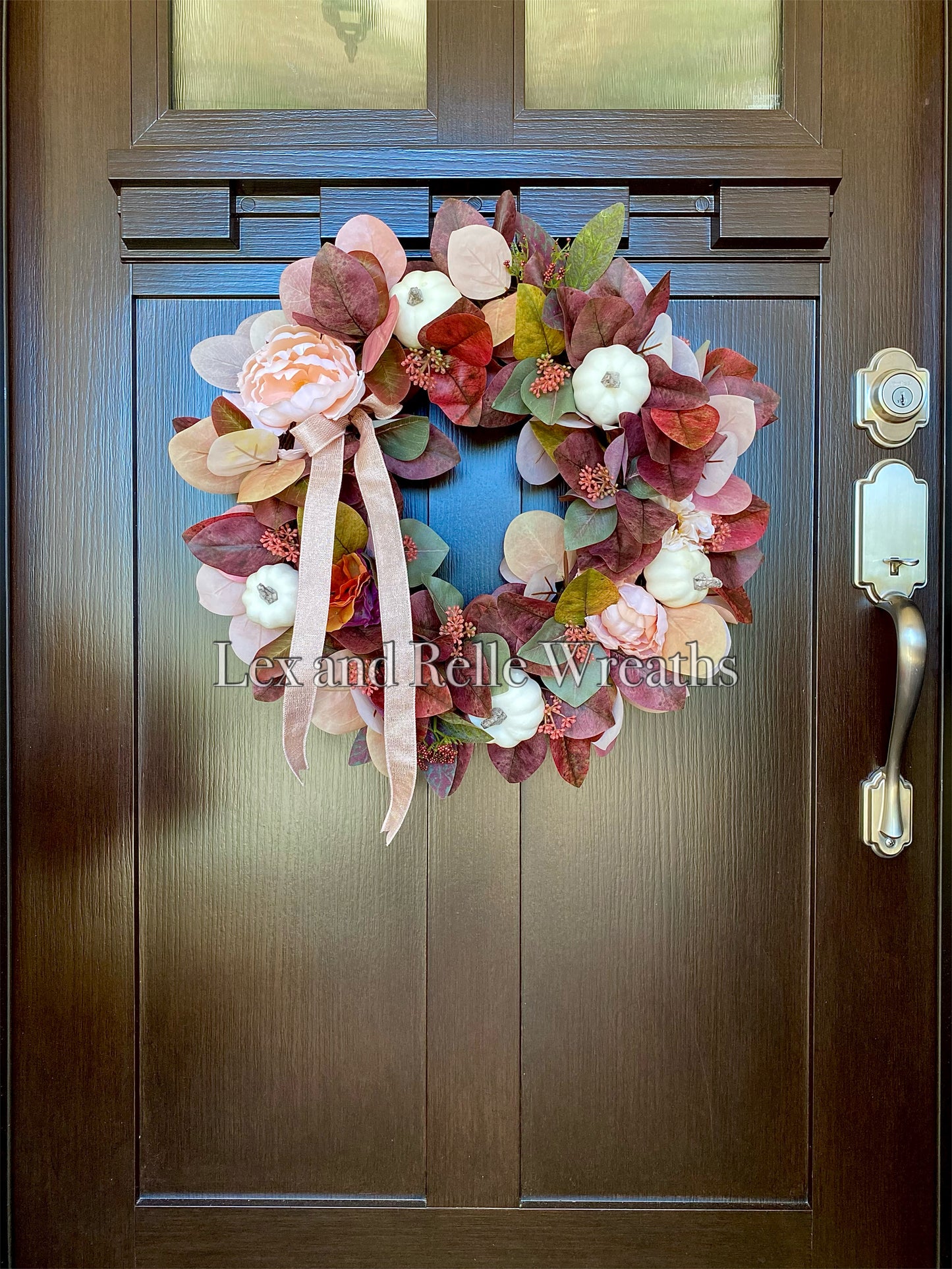 Marlena Burgundy Blush and Beige Eucalyptus Wreath