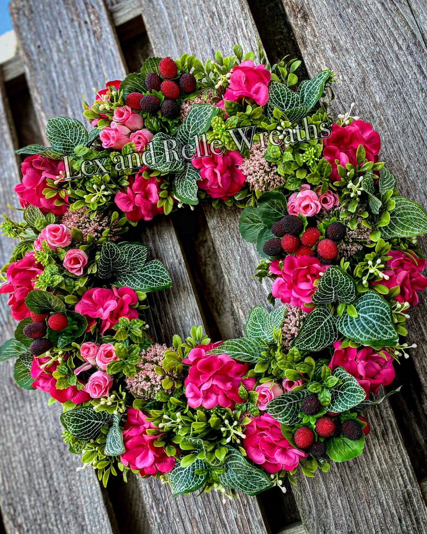 Everlee Summer Hot Pink Geranium Wreath