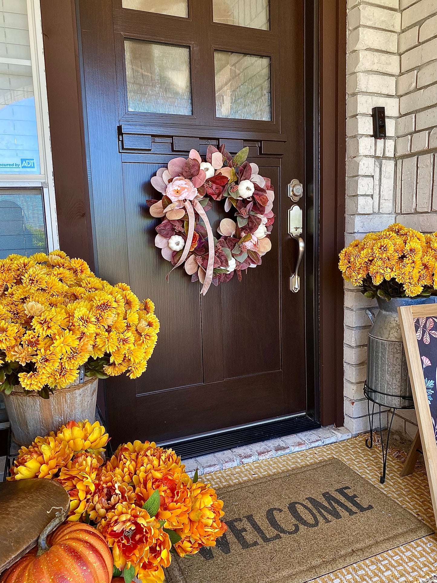 Marlena Burgundy Blush and Beige Eucalyptus Wreath