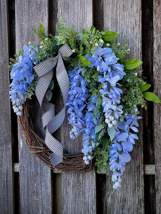 Blue Wisteria & Mixed Greenery