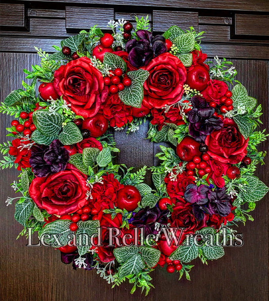 Apple Rose and Berry Wreath