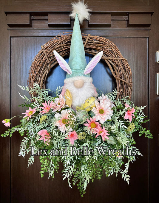 Blue Easter Gnome Wreath
