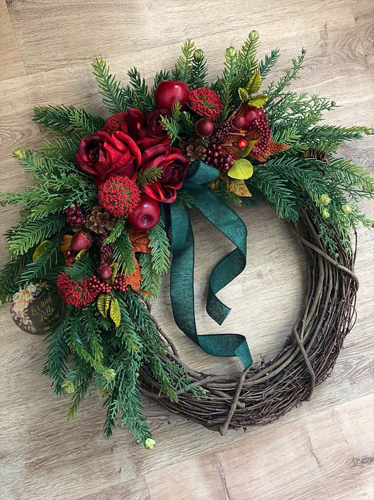 Apple Rose Christmas Wreath