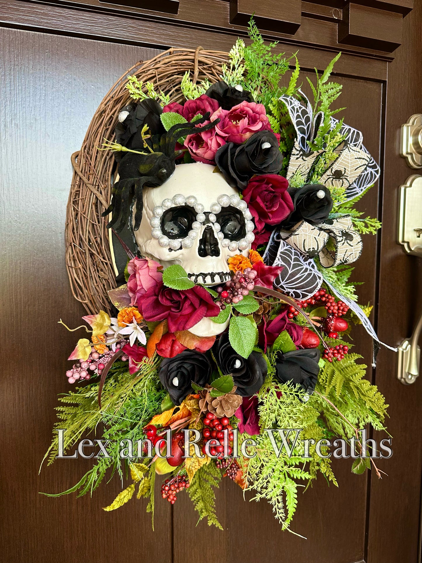 Isadora black and red Day of the Dead wreath