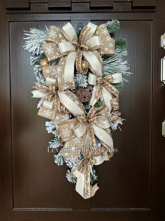 Frosty Winter Door Swag Gold